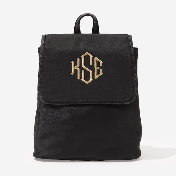 monogrammed backpack purse in-black