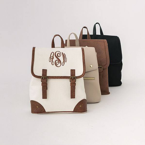 Quartet backpack purses Ivory taupe brown black