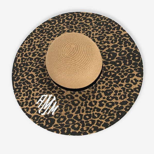 Monogrammed Sun Hat in Tan Leopard