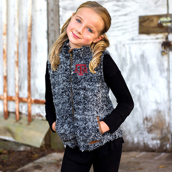 youth girls texas a&m heathered sherpa vest with leggings