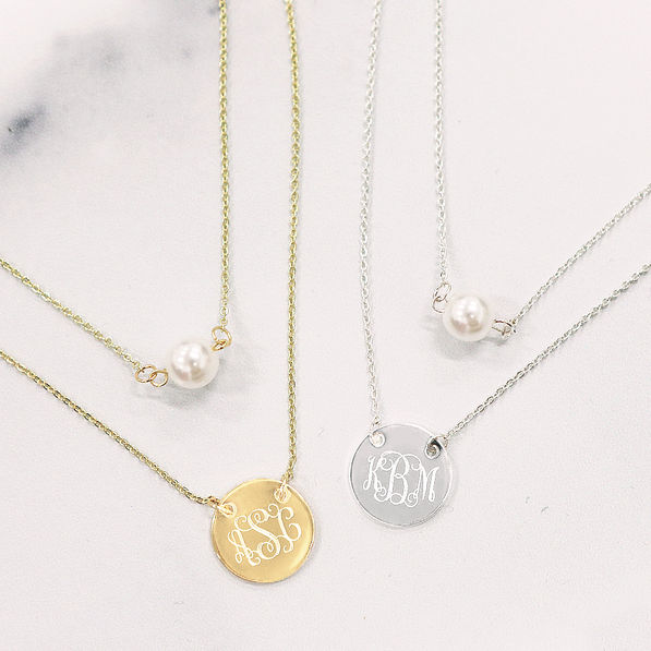 Monogrammed Pendant Disc Necklace - Marleylilly