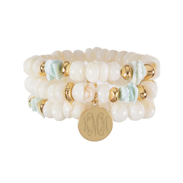 monogrammed stone bracelet stack