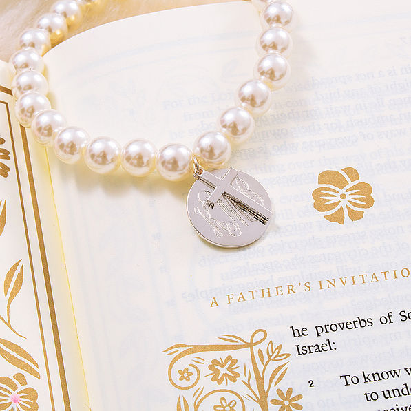 monogrammed cross bracelet with bible