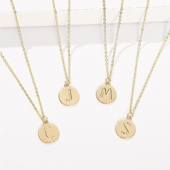 Kinn™ 14k Gold Round Initial Disc Necklace (16
