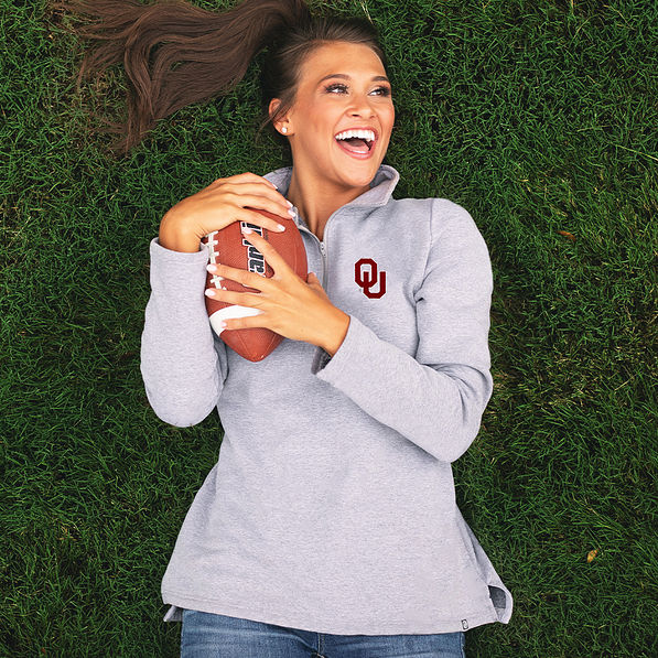 gray oklahoma quarter zip pullover