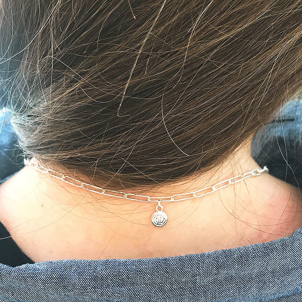 back of monogrammed pendant necklace