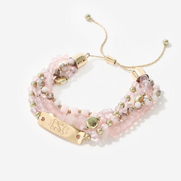 pink beaded bracelet stack