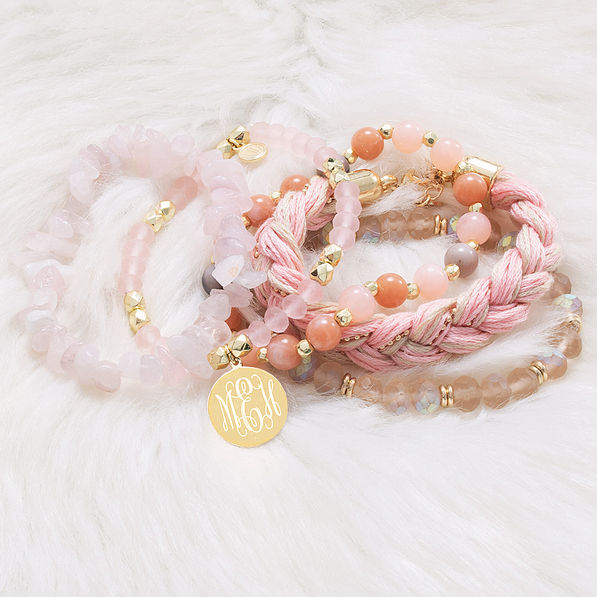 boho bracelet set on fuzzy rug