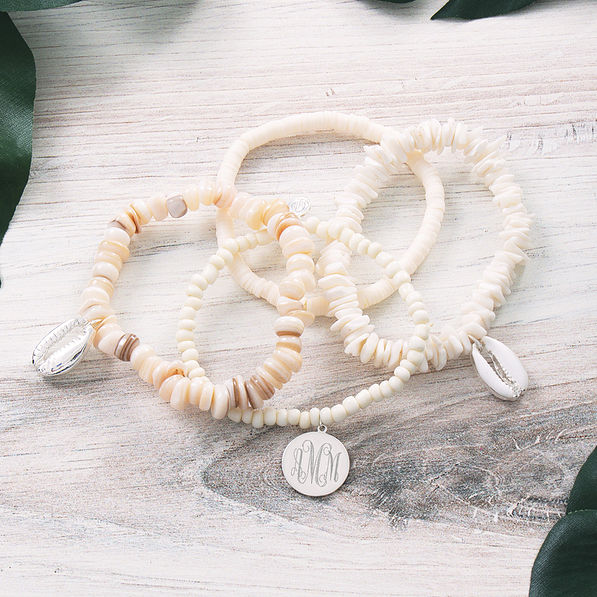 cute puka shell stackable bracelet