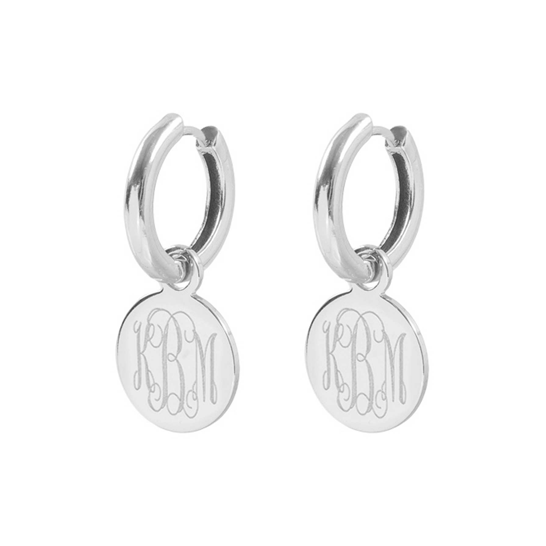 Engraved Hoop Disc Earrings in Silver and Gold- Marleylilly