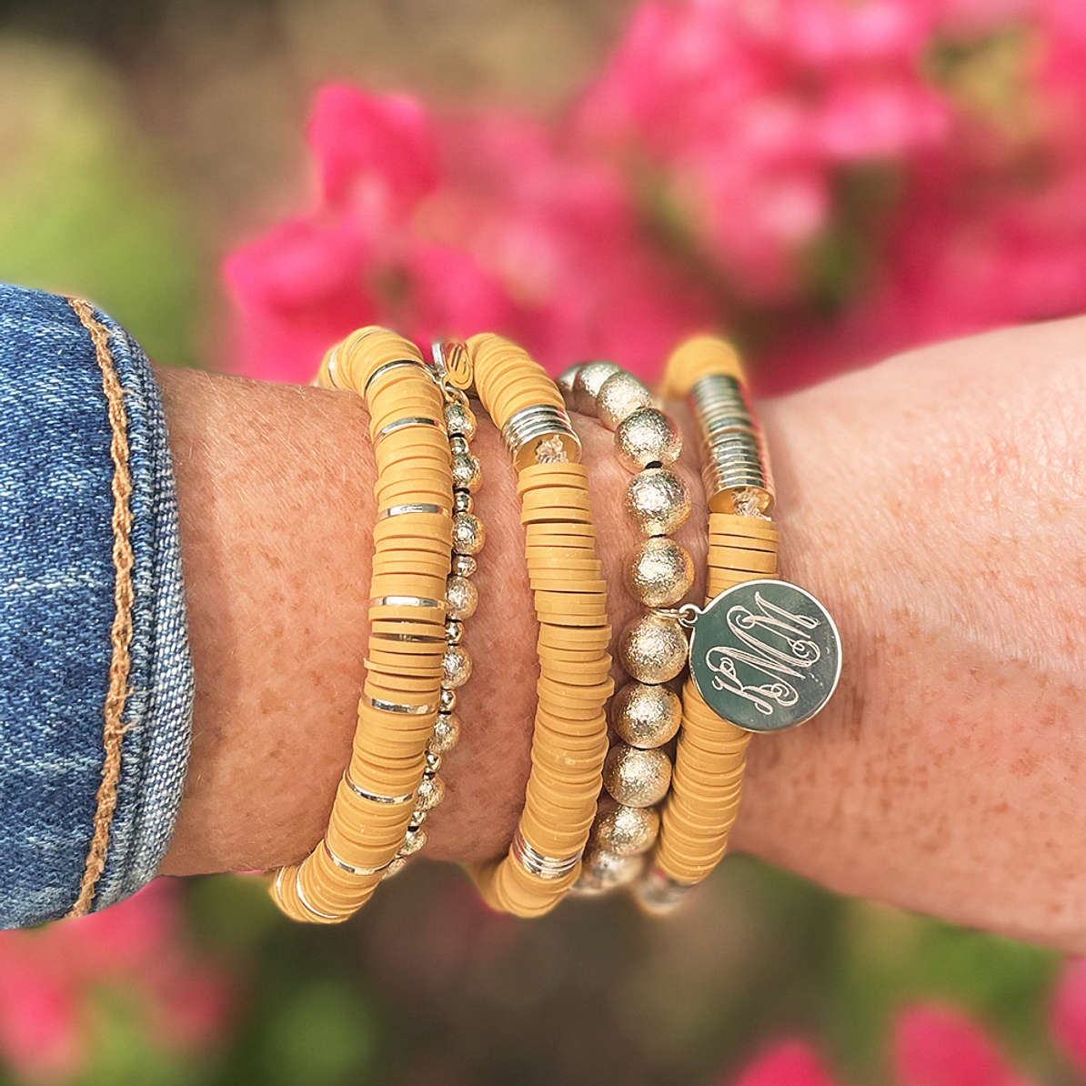 Monogrammed Nantucket Bracelet Stack Set of 5 Bracelets