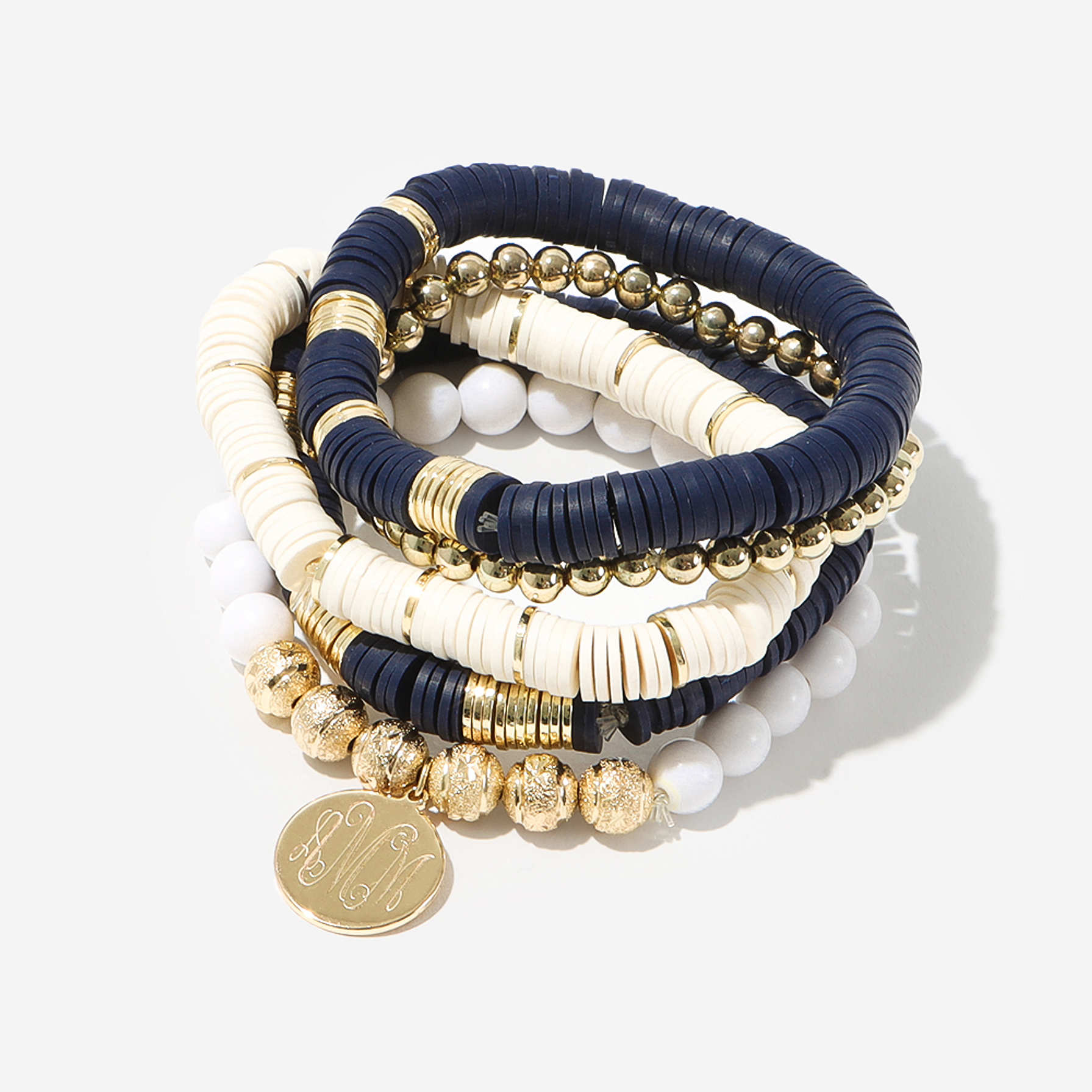 Monogrammed Nantucket Bracelet Stack Set of 5 Bracelets