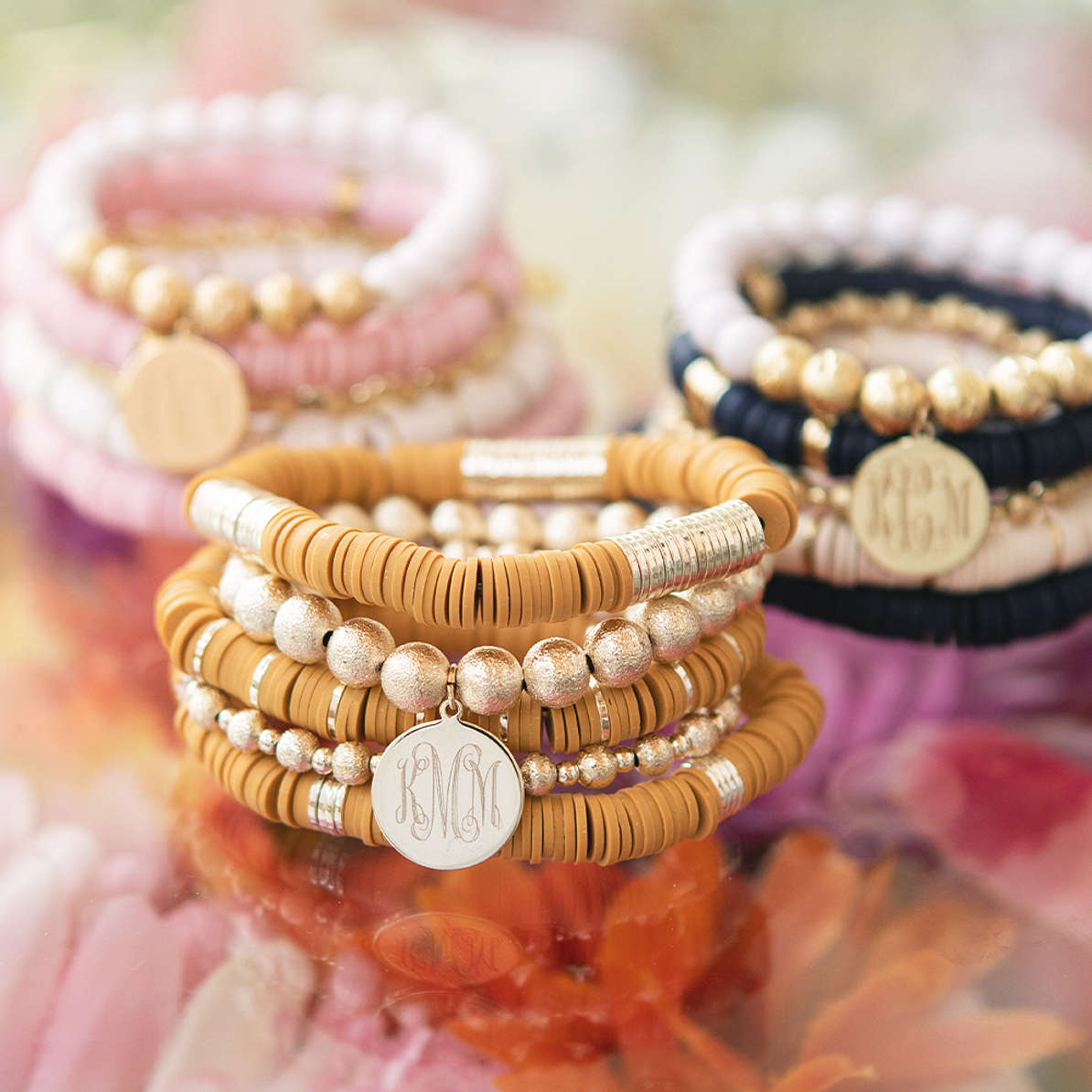 Monogrammed Nantucket Bracelet Stack Set of 5 Bracelets