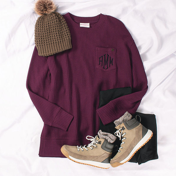 wine waffle crewneck sweatshirt ootd