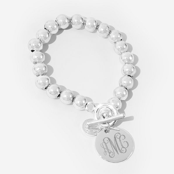 monogrammed silver ball bracelet