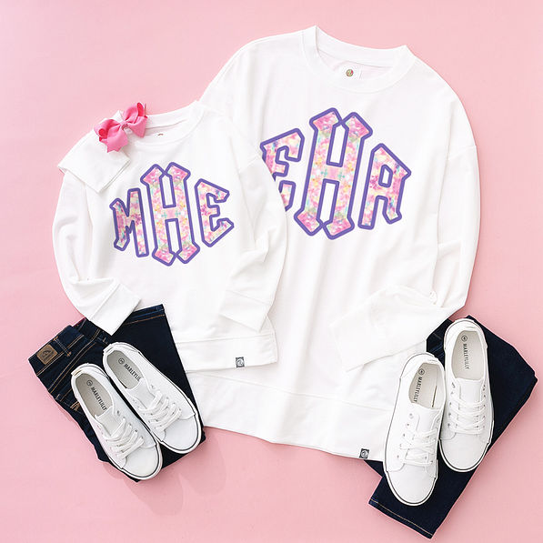 mom and me tie dye personalized crewneck sweatshirts