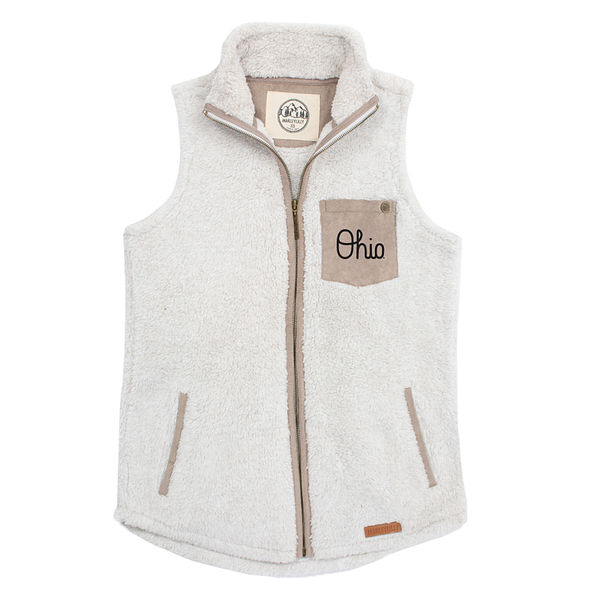 ohio state sherpa vest in ivory