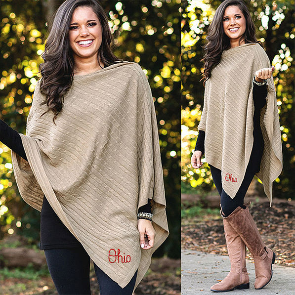 front and side of ohio state poncho