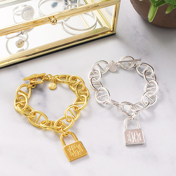 Personalized Chain Link Pave Bracelet - Marleylilly