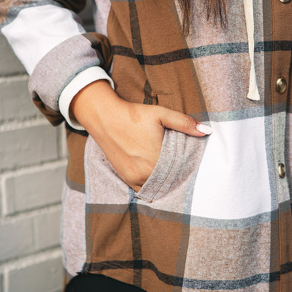 detail of pocket in shacket