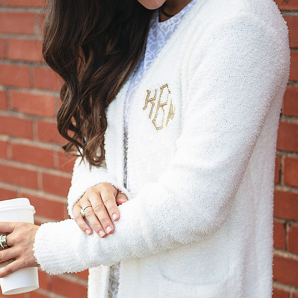 personalized Cozy Cardigan with coffee