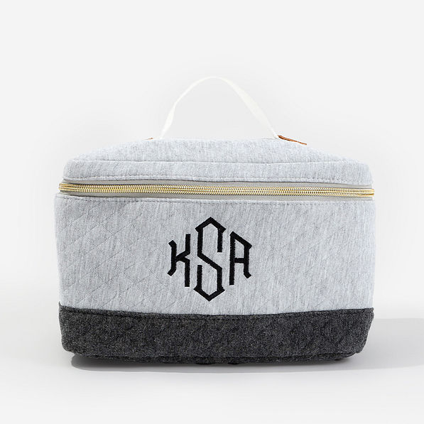 Monogrammed Colorblock Quilted Train Case