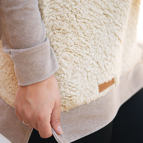 Up Close of Sherpa Raglan Sweatshirt