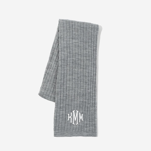 Monogrammed Cable Knit Scarf in Heather Gray