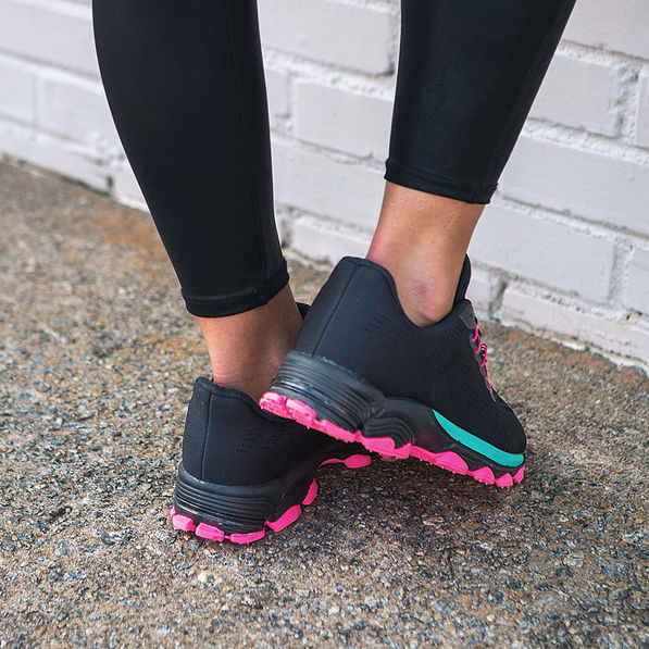 Monogrammed Colorblock sneakers with heal pop