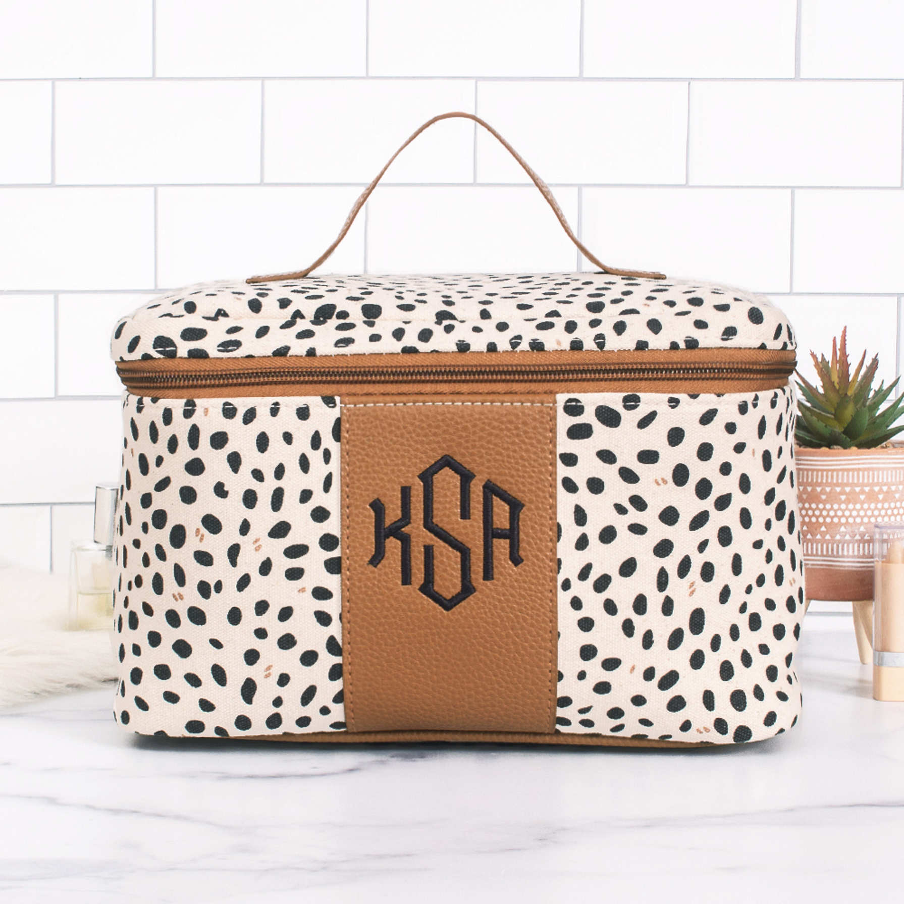 Monogrammed Spotted Train Case Marleylilly