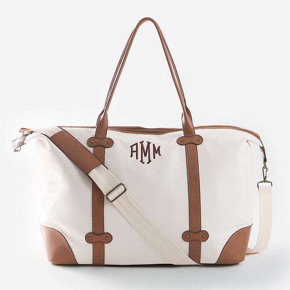 Monogrammed canvas weekender clearance bag