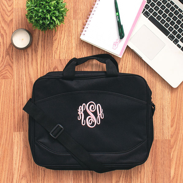 monogrammed computer bag