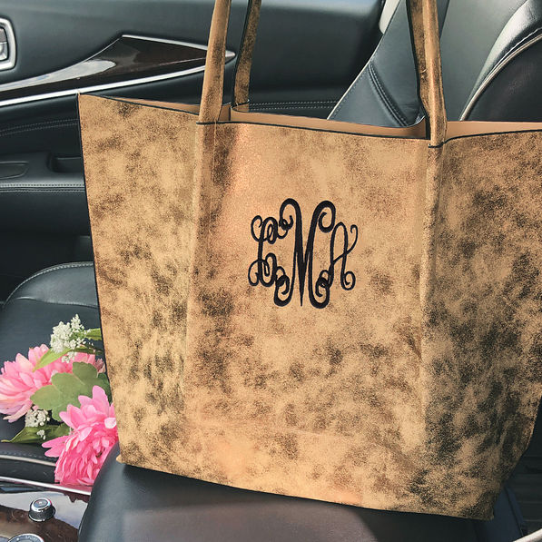 Personalized Distressed Metallic Tote