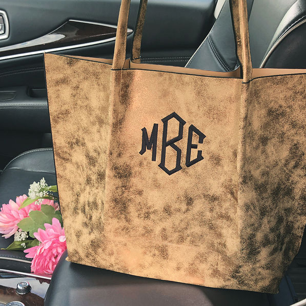 Mint Vintage Monogram Large Shopper Tote Bag