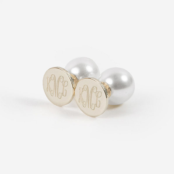 monogrammed stud earring set in gold