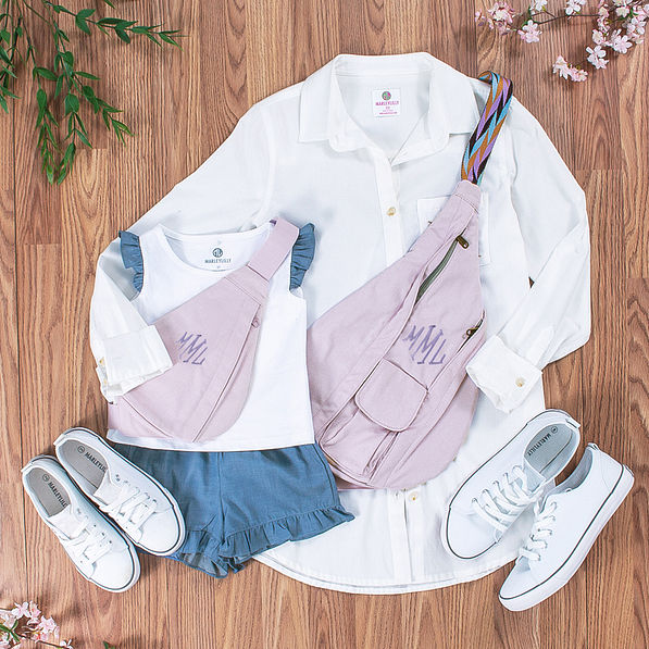 Mom and Me lavender sling pack look