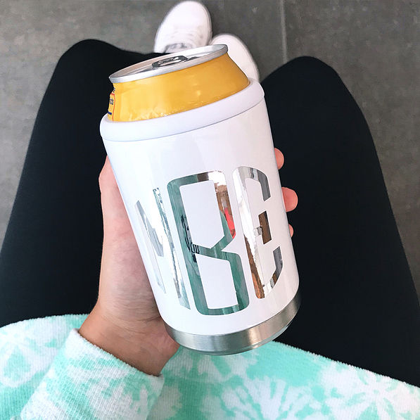 monogrammed standard can koolie in pearl