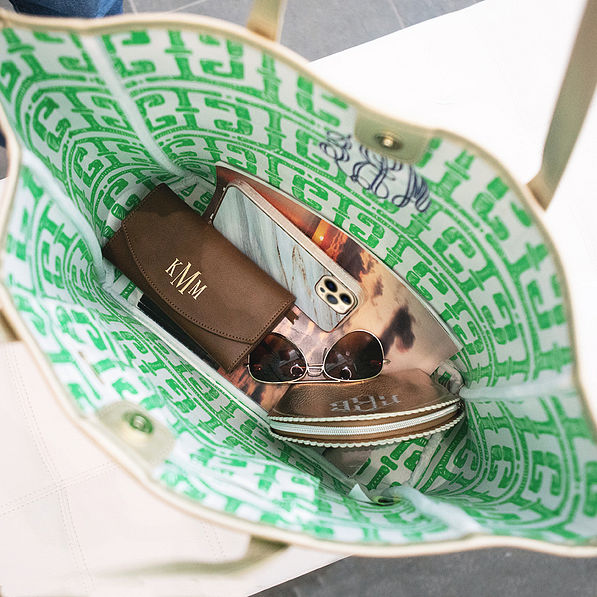 inside of greek key tote