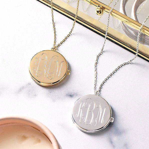 Personalized locket bracelet with hand engraved monogram initials