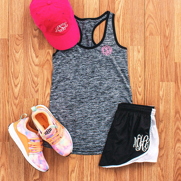 black and grey athletic tank outfit