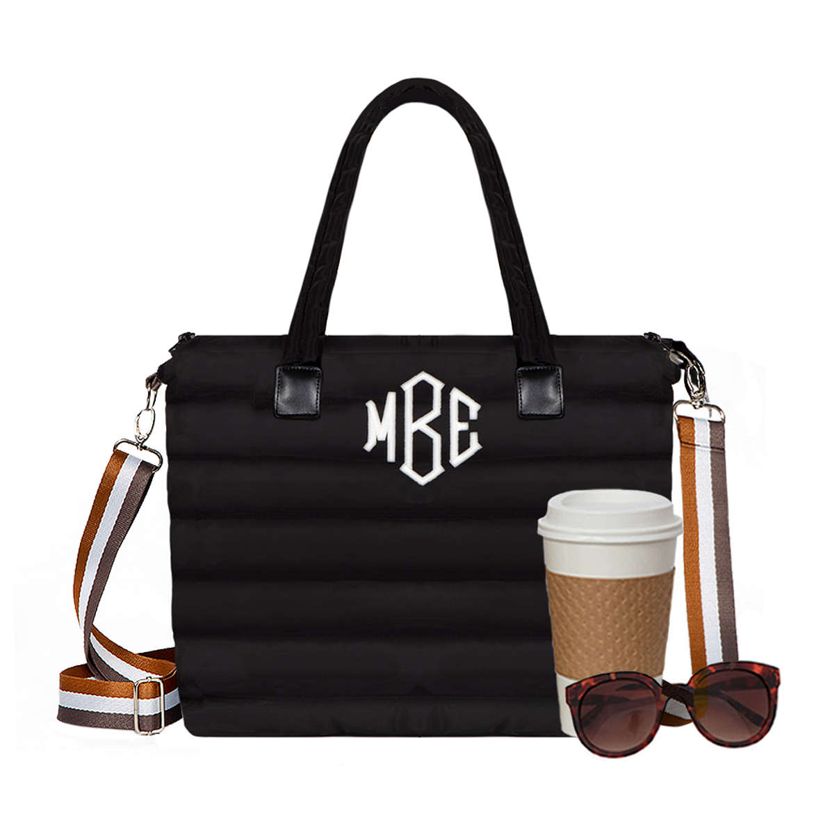 Monogrammed Quilted Crossbody Tote