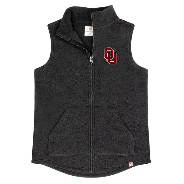 oklahoma fleece vest in charcoal