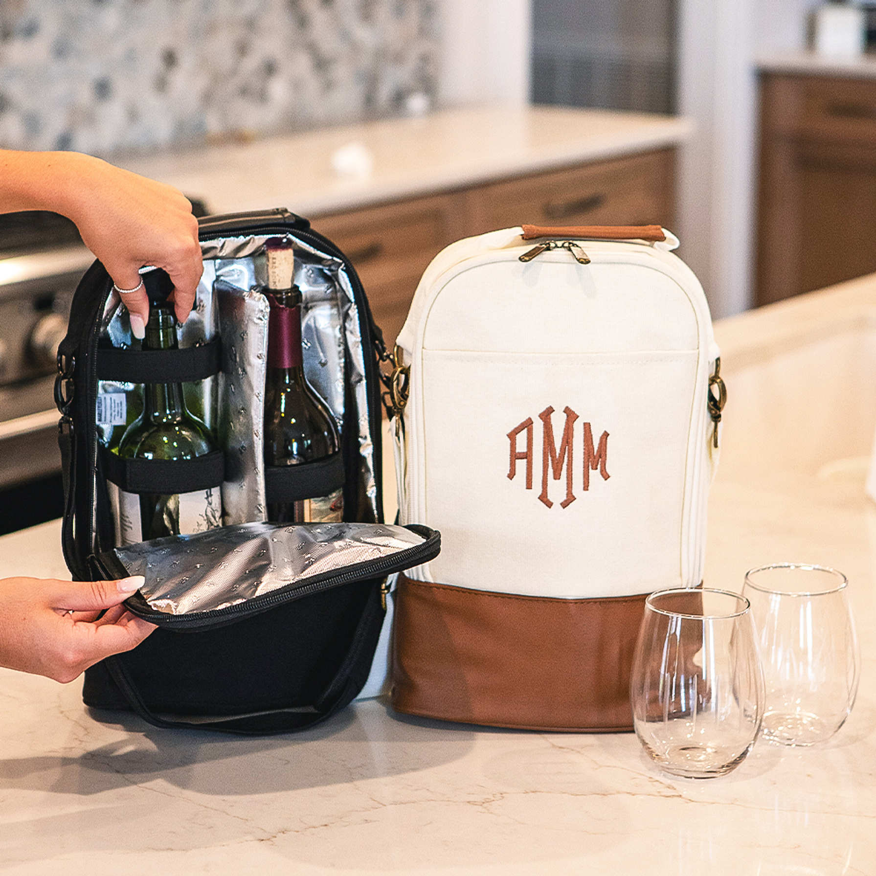 Insulated Crossbody Personalized Wine Bag Marleylilly