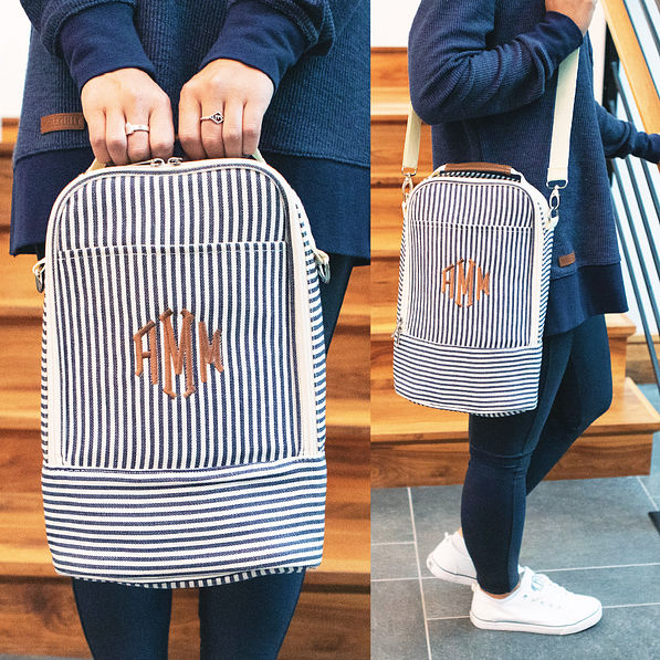 monogrammed wine tote