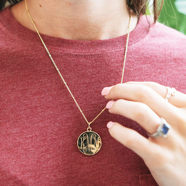 monogrammed zodiac necklace with crewneck