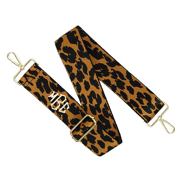 Black Leopard and Gold Monogram Letter Belt