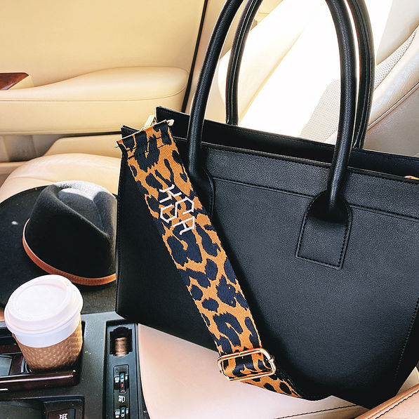 leopard monogrammed strap on sophie handbag