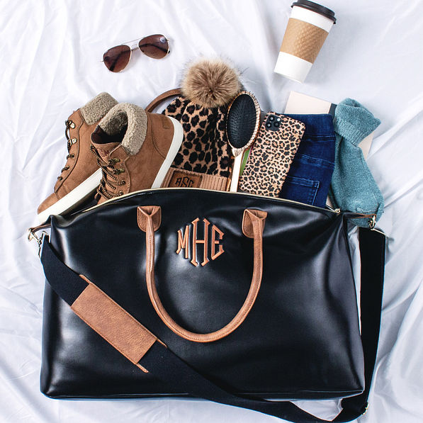 monogrammed overnighter with accessories