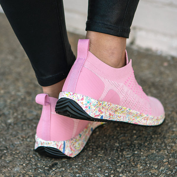 back of monogrammed confetti sneakers