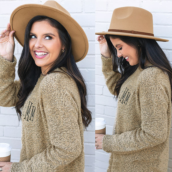 Felt Fedora in Camel with boyfriend sweater